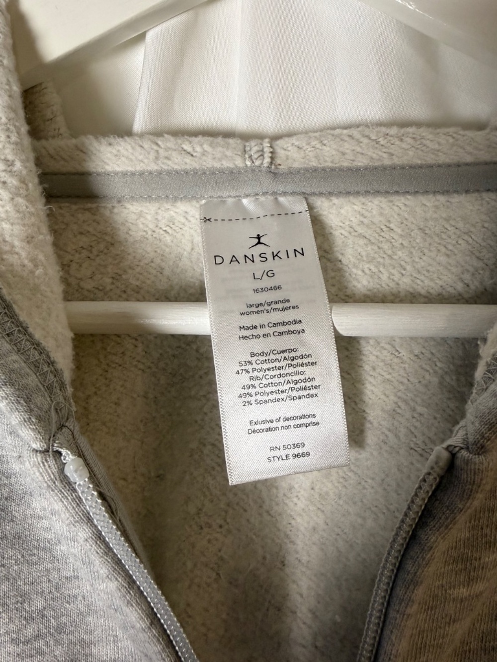Danskin Women's Gray Full Zip Hoodie Sweatshirt Size L - Picture 2 of 3